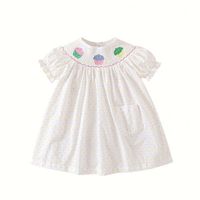 Robe d'été pour filles, nouvelle collection, broderie gâteau, jupe princesse à manches courtes pour enfants, pois colorés, vêtements pour enfants en coton