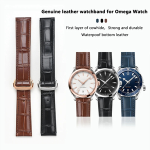Correa de Reloj de Cuero Vacuno con Textura de Bambú en Oferta, Repuesto para Correa de Muñeca, Brazalete para Hombre, Piezas de Reloj para <span class=keywords><strong>Omega</strong></span> <span class=keywords><strong>Seamaster</strong></span> - Product Image 2