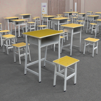 Ensemble bureau et chaise individuels en bois jaune, multi-niveaux et durable, pour l'école, le bureau à domicile et la chambre