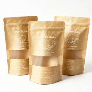 Bolsas de Papel Kraft Marrón de Fondo Plano de 1 kg y 500 g con Ventana, Compostables, de Grado Alimenticio, para Especias, Café, con Cierre Hermético - Product Image 1