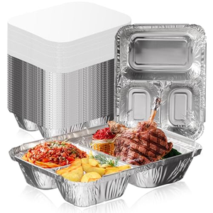 Contenedor Desechable de Aluminio para Alimentos, Ecológico, con Dos Compartimentos y Tapa - Product Image 5