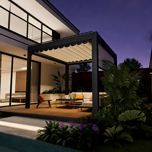 <span class=keywords><strong>Pergola</strong></span> moderne en aluminium imperméable <span class=keywords><strong>pour</strong></span> l'extérieur, avec <span class=keywords><strong>rideaux</strong></span> et éclairage LED - Product Image 4