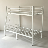 Lit superposé double sur grand lit, cadre en fer robuste argenté, mobilier de maison pour chambre d'enfant, dortoir, appartement, Airbnb - Meilleure vente