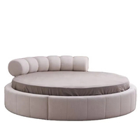 Cama Redonda de Lujo con Forma de Pétalo, Tamaño King, Queen, Doble, Cama Circular de Princesa, Color Personalizado, Marco de Cama Redondo con LED