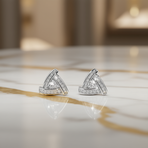 Oofl Lunneavn Pendientes de botón de oro blanco con cristales geométricos y diamantes de imitación, minimalistas para uso diario - Product Image 2