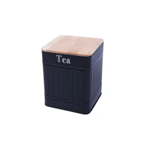 满意保证方形黑色咖啡茶和糖容器盒罐装茶罐Twg竹盖茶罐