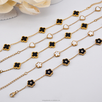 Gelang Trendy Lapis Emas 18K dari Baja Anti Karat dengan Hiasan Bunga Cangkang Alami Bentuk Hati, Pembawa Keberuntungan untuk Wanita (Grosir)
