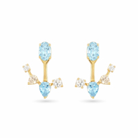 Boucles d'oreilles pendantes géométriques en cristal goutte d'eau, plaquées or de luxe, avec topaze bleue et zircon, bijoux tendance pour femmes, vente en gros