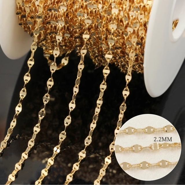 New 14K Gold Filled Mariner Disc Link Chain Bulk 2.2mm Width Permanent Jewelry Chains