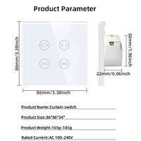 Interruptor Inteligente Dual WiFi/Zigbee para Cortinas, Control Remoto por App Tuya, Uso Interior, Material Ignífugo, Sin Cable Vivo, Botón de Luz