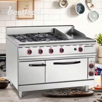 Cuisinière à gaz multifonctionnelle 4 brûleurs avec plaque de cuisson et four, équipement de restauration, modèle 2026, en promotion
