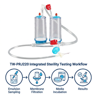 Contenants de test de stérilité 200 ml entièrement scellés en plastique AS avec filtration intégrée pour poudre d'antibiotique en flacon, microbiologie pharmaceutique