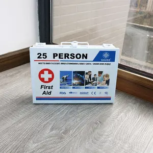Toptan özelleştirilmiş sert demir ilk yardım kutusu tıbbi ekipman acil durum kiti 25 50 kişi için ilaç