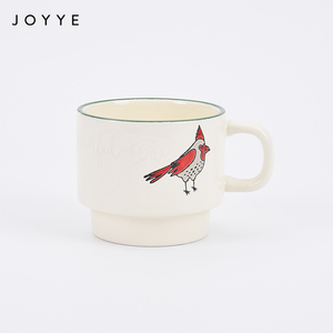 Joyye Navidad cera resistir glaseado brillante redondo lindo tazas Beige taza de café 2021 - Product Image 1