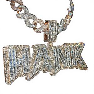 Colgante de Lujo para Hombre con Letra VVS de Moissanita Natural, Estilo Hip Hop Iced, Plata de Ley 925 Bañada en Rodio, Diseño Personalizado GCI - Product Image 1