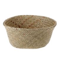 Paniers en osier couleur naturelle ovale panier de rangement suspendu avec crochets fleur ronde rotin paille tissé marocain