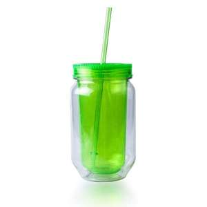 Gobelet en plastique PS à double paroi transparent avec logo personnalisé, avec poignée de tasse Mason pré-percée, nouveauté, vaisselle fabriquée au Vietnam - Product Image 4