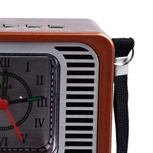 Factory Retro BT Radio Clock AM FM SW Full Band Desktop Radio ABS Plastic TF <b>USB</b> AUX Play Bass <b>Speaker</b> Rechargeable Battery - Product Image 2