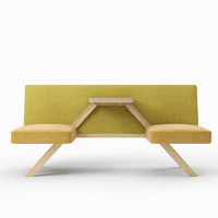 Ensemble canapé à dossier avec Partition haute, meuble d'hôtel 16 pièces, fauteuil de Club incurvé, jambes en bois, canapé matelassé