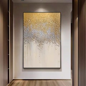 Dafen Village Oil Painting Golden Starry Sky Art Rectangle <b>Black</b> <b>Frame</b> For Entrance Hall Corridor Decoration - Product Image 4