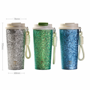 Portable Double-Walled Vacuum Insulated Coffee Cup With Carrying Strap Gift Size 500Ml Straw Cap - Product Image 5