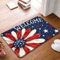 Tapis de bienvenue Kongyu Home Textiles 4 juillet, motif drapeau tournesol, tapis d'entrée rouge, blanc, bleu, étoiles, décoration vintage pour la maison, tapis de sol