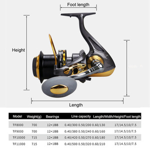 Moulinet de pêche Spinning en aluminium, paquet de 12 + 1BB, pour Jigging, pêche en mer, nouveau - Product Image 6