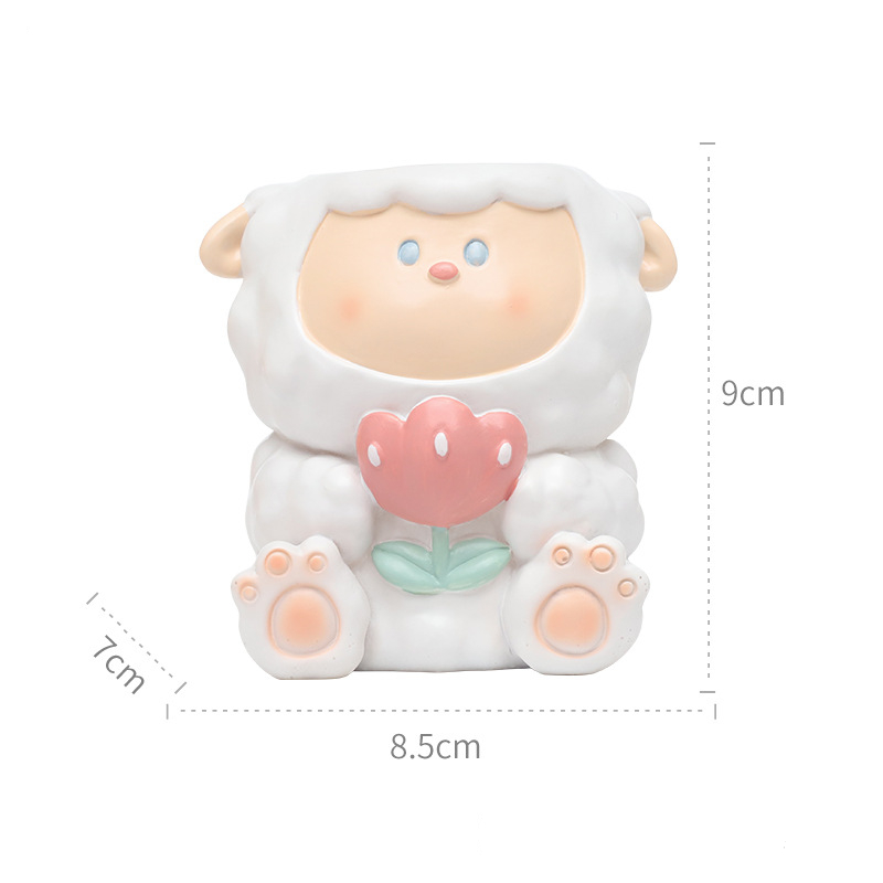 Bellissimo agnellino colorato in vaso di fiori