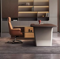 Ensemble de bureau et chaise de direction en bois, design minimaliste moderne, avec rangement ergonomique et durabilité de qualité hospitalière