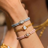 Bracelet coloré à double cordon, avec solitaire en zircon cubique multi-coupes motif soleil, bracelet jonc en corde tressée, bijoux bohèmes, vente en gros d'usine
