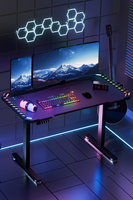 Bureau de jeu AOR avec cadre en aluminium, moteur caché, levage automatique, design extensible et refroidissant, table de bureau commerciale moderne RGB