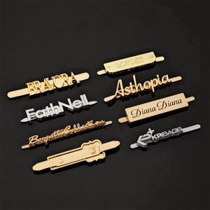 ป้ายโลโก้โลหะ FathNell แบบนูน 3 มิติ รูปทรงสี่เหลี่ยมผืนผ้า สีทอง สีโรสโกลด์ สีเงิน ป้ายติดเสื้อผ้า ชื่อแบรนด์แบบกำหนดเอง ชุบเคลือบ - Product Image 2