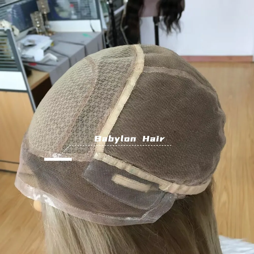 Babylon Lụa Top Do Thái Tóc Giả Ombre Tro Tóc Vàng Màu Sắc Remy Kosher Tóc Con Người Miễn Phí Mẫu Lụa Cơ Sở Đầy Đủ Ren Tóc Giả Tóc Giả Tóc Giả Với PU