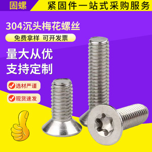 304 Stainless Steel Countersunk Torx Screw GB2673 Flat Head Metric A2-70 Standard Thread Plain Finish - Product Image 2