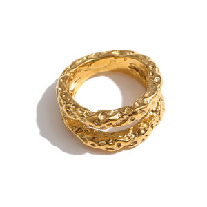 JINYOU-Bague en métal à texture tendance 1792, bijoux simples, bague ronde en acier inoxydable, <span class=keywords><strong>2025</strong></span> - Product Image 1