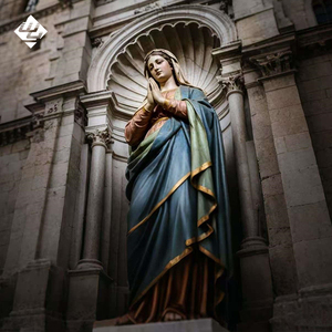Estatua de la Virgen María rezando en mármol natural, escultura religiosa colorida <span class=keywords><strong>para</strong></span> altar de capilla - Product Image 2