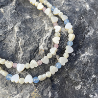 Collier bohème en perles de nacre en forme de cœur, cristal rose, acier inoxydable imperméable pour femmes