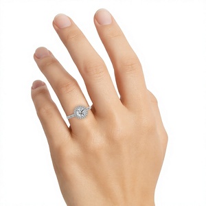 Anillo de compromiso solitario con halo de diamantes cultivados en laboratorio de 2 quilates y plata 925, Celestial Promise, joyería fina de lujo OEM, regalo para mujer - Product Image 4