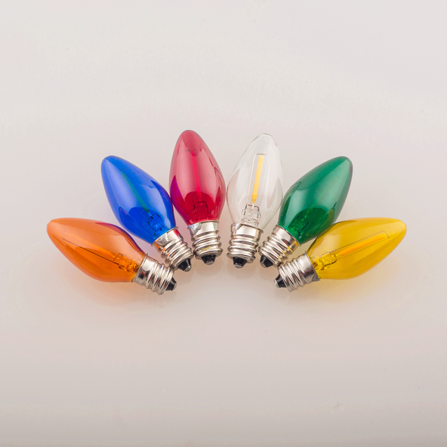 Vintage 220V C7 Candelabra LED Bulb 1W Glass Body Mini Night Light Dimmable with E12/E14 ROHS Certified Candle Lights