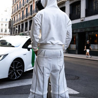 Sweat à capuche et pantalon de survêtement deux pièces personnalisé Jogger Survêtement de sport pour hommes Baggy détachable en nylon Ensemble de sweat à capuche évasé à jambe large