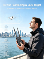 Détecteur de drones portable H8X PRO 3 km, détection de drones, batterie 6H, positionnement précis, affichage de l'altitude, de la direction et de la distance