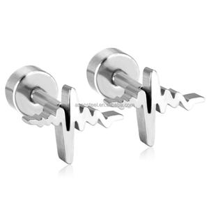 Boucles d'oreilles clous de haute qualité en acier inoxydable pour femmes, avec fermoir à vis doré - Product Image 5