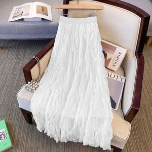 I-0545 Service OEM en gros USA Mairun Jupe longue trapèze en mousseline pour femme grande taille, été, décontractée, élégante, taille naturelle, couleur unie - Product Image 3