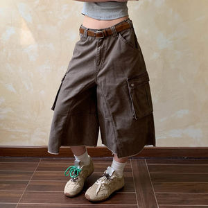 Pantaloncini Cargo Larghi e Traspiranti <span class=keywords><strong>in</strong></span> 100% Cotone, Tessuto Resistente e Confortevole, Stile Super Baggy, <span class=keywords><strong>Bermuda</strong></span> Unisex Y2k - Product Image 2