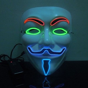 Masque de fête en PVC LED <span class=keywords><strong>V</strong></span> <span class=keywords><strong>pour</strong></span> <span class=keywords><strong>Vendetta</strong></span> <span class=keywords><strong>Anonymous</strong></span> Guy Fawkes, masque de mascarade, accessoire de costume d'Halloween <span class=keywords><strong>pour</strong></span> adulte <span class=keywords><strong>pour</strong></span> cosplay - Product Image 2