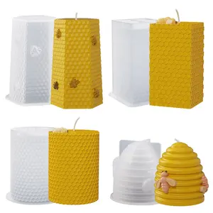 4 styles Silicone Honeycomb Candle Mold Bee Scented Candle Resin Mould