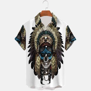 Chemise pour homme à sublimation, nouveau design 2025, style hawaïen, série tribale, chemises décontractées pour homme, chemise en polyester - Product Image 3