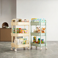 Chariot de rangement mural multifonctionnel Xingyou moderne à 4 niveaux, non pliable, en plastique, pour cuisine