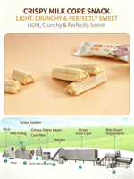 Máquina Industrial para Hacer Snacks con Relleno Inflado, Línea de Extrusión de Barras de Cereal para Snacks de Arroz y Sándwiches