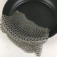 YOUJIU YJ-Chainmail Scrubber, Suministro de Fábrica, Esponja de Acero Inoxidable SS316L para Lavar Platos, Malla de Anillos de Tejido Liso de 4x4cm y 1.2mm de Diámetro de Alambre